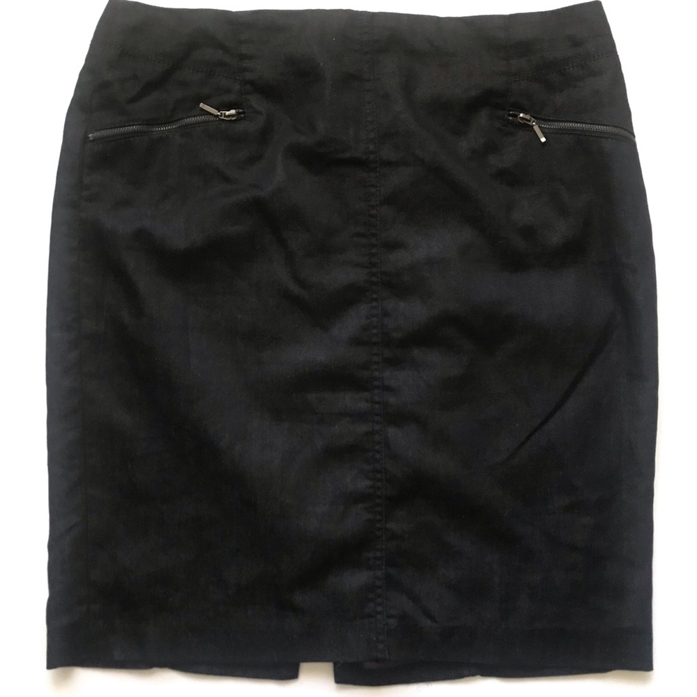 Dalia Collection Black Midi Pencil Skirt with Zip Pockets